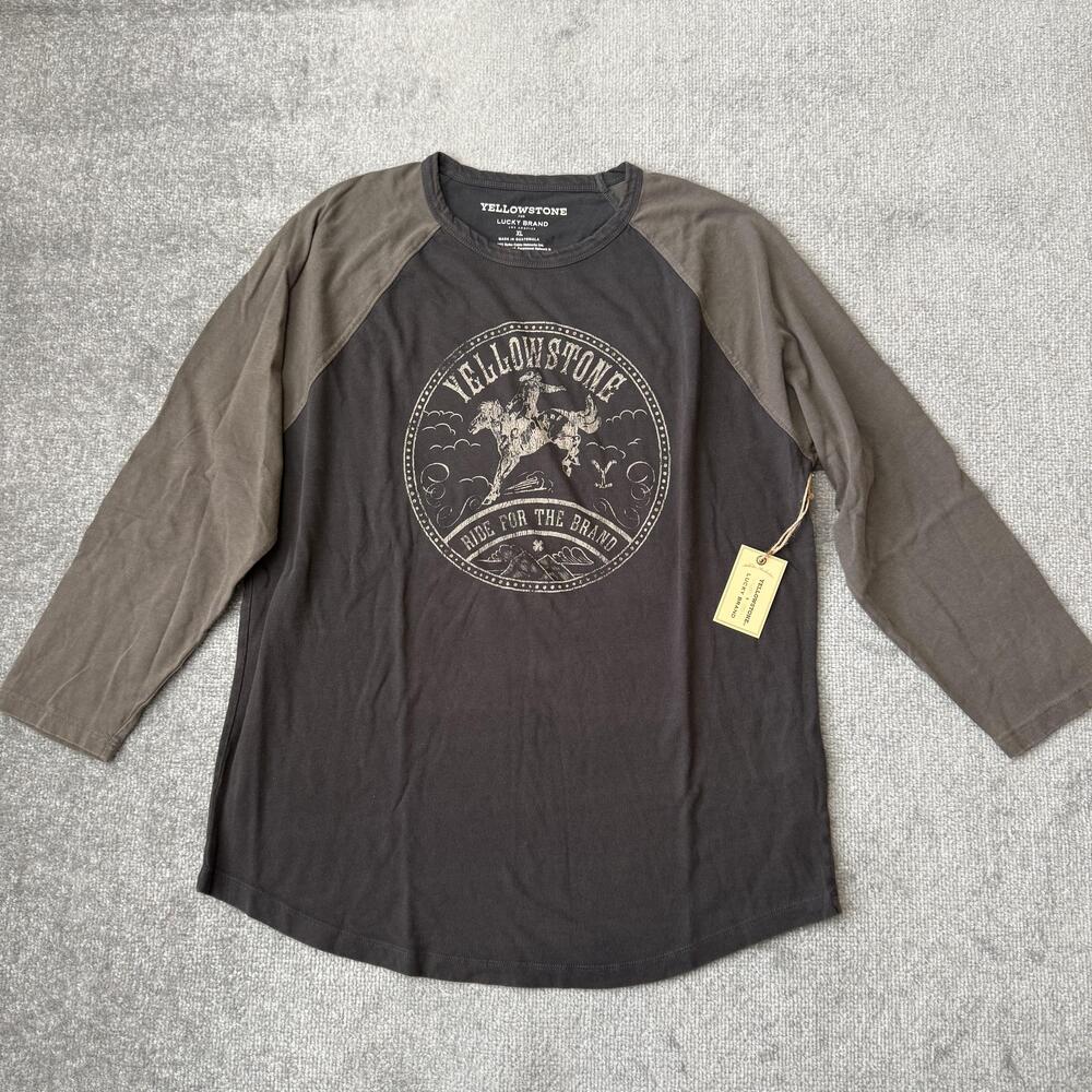 Lucky Brand Shirt Mens XL Gray Yellowstone Ride For The Brand Graphic Tee